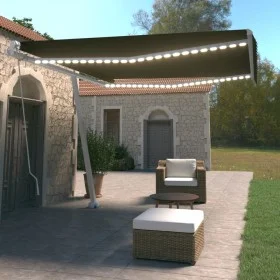 Manual retractable awning with LED anthracite gray 400x350 cm by vidaXL, Awnings - Ref: Foro24-3069624, Price: 495,28 €, Disc...