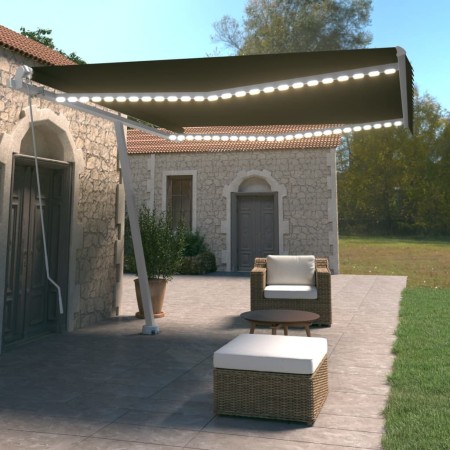 Toldo manual retráctil con LED gris antracita 400x350 cm de vidaXL, Toldos - Ref: Foro24-3069624, Precio: 521,23 €, Descuento: %