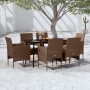 Juego de comedor de jardín 7 piezas con cojines marrón y negro de , Conjuntos de jardín - Ref: Foro24-3099326, Precio: 494,58...