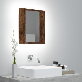 Armario de baño con espejo LED madera roble ahumado 40x12x45 cm de , Tocadores de baño - Ref: Foro24-822833, Precio: 42,39 €,...