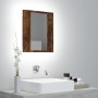 Armario de baño con espejo LED madera roble ahumado 40x12x45 cm de , Tocadores de baño - Ref: Foro24-822833, Precio: 42,39 €,...