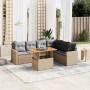 Set sofás de jardín 7 piezas y cojines ratán sintético beige en Conjuntos de jardín | Comprar online en Foru.es