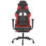 Silla gaming con reposapiés cuero sintético negro rojo de , Sillones para videojuegos - Ref: Foro24-3143654, Precio: 119,21 €...