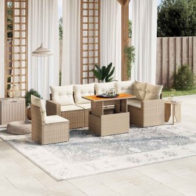 Set sofás de jardín 7 piezas y cojines ratán sintético beige en Conjuntos de jardín | Comprar online en Foru.es