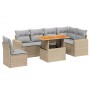 Set sofás de jardín 7 piezas y cojines ratán sintético beige en Conjuntos de jardín | Comprar online en Foru.es