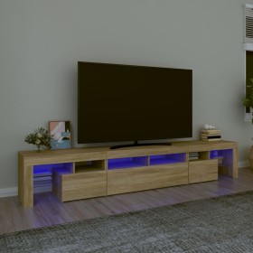 Mueble de TV con luces LED roble Sonoma 230x36,5x40 cm de , Muebles TV - Ref: Foro24-3152788, Precio: 170,77 €, Descuento: %
