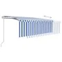 Automatic retractable awning with blue and white blinds 4x3 m by vidaXL, Awnings - Ref: Foro24-3069306, Price: 723,02 €, Disc...