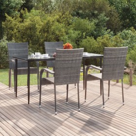 Juego de comedor para jardín 5 piezas ratán sintético gris de , Conjuntos de jardín - Ref: Foro24-3156676, Precio: 331,21 €, ...
