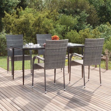 Juego de comedor para jardín 5 piezas ratán sintético gris de , Conjuntos de jardín - Ref: Foro24-3156676, Precio: 331,21 €, ...