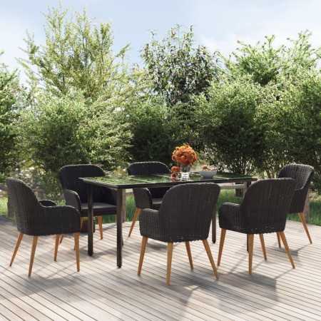 Juego de comedor de jardín 7 piezas con cojines negro de , Conjuntos de jardín - Ref: Foro24-3156719, Precio: 720,75 €, Descu...