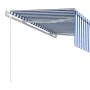 Automatic retractable awning with blue and white blinds 4x3 m by vidaXL, Awnings - Ref: Foro24-3069306, Price: 723,02 €, Disc...