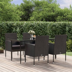 Set de muebles jardín 5 pzas con cojines ratán sintético negro de , Conjuntos de jardín - Ref: Foro24-3156786, Precio: 398,97...