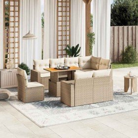 Set de sofás de jardín 9 pzas con cojines ratán sintético beige en Conjuntos de jardín | Comprar online en Foru.es