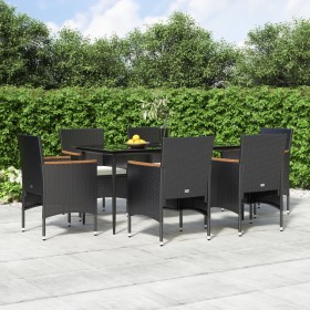 Juego de comedor de jardín 7 piezas con cojines negro de , Conjuntos de jardín - Ref: Foro24-3156641, Precio: 499,58 €, Descu...