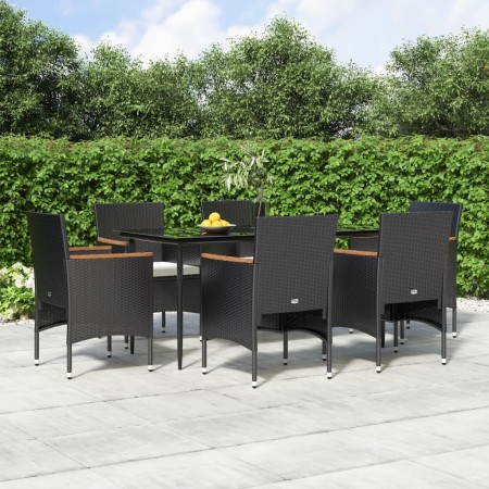Juego de comedor de jardín 7 piezas con cojines negro de , Conjuntos de jardín - Ref: Foro24-3156641, Precio: 499,58 €, Descu...