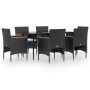 Juego de comedor de jardín 7 piezas con cojines negro de , Conjuntos de jardín - Ref: Foro24-3156641, Precio: 499,58 €, Descu...