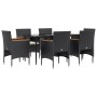 Juego de comedor de jardín 7 piezas con cojines negro de , Conjuntos de jardín - Ref: Foro24-3156641, Precio: 499,58 €, Descu...