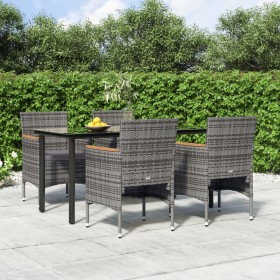 Juego de comedor para jardín 5 piezas con cojines gris y negro de , Conjuntos de jardín - Ref: Foro24-3156636, Precio: 387,51...