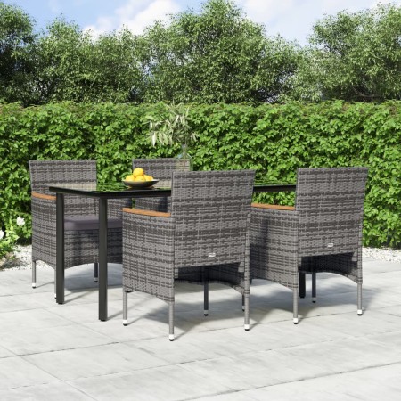 Juego de comedor para jardín 5 piezas con cojines gris y negro de , Conjuntos de jardín - Ref: Foro24-3156636, Precio: 387,51...