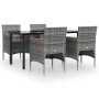 Juego de comedor para jardín 5 piezas con cojines gris y negro de , Conjuntos de jardín - Ref: Foro24-3156636, Precio: 387,51...
