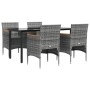 Juego de comedor para jardín 5 piezas con cojines gris y negro de , Conjuntos de jardín - Ref: Foro24-3156636, Precio: 387,51...