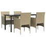 Juego de comedor de jardín 5 piezas con cojines beige y negro de , Conjuntos de jardín - Ref: Foro24-3156608, Precio: 382,30 ...