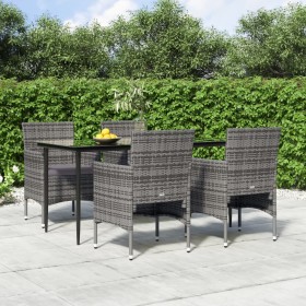 Juego de comedor para jardín 5 piezas con cojines gris y negro de , Conjuntos de jardín - Ref: Foro24-3156620, Precio: 359,91...