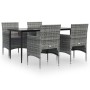 Juego de comedor para jardín 5 piezas con cojines gris y negro de , Conjuntos de jardín - Ref: Foro24-3156620, Precio: 359,91...