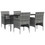 Juego de comedor para jardín 5 piezas con cojines gris y negro de , Conjuntos de jardín - Ref: Foro24-3156620, Precio: 359,91...