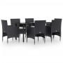 Juego de comedor de jardín 7 piezas con cojines negro de , Conjuntos de jardín - Ref: Foro24-3156601, Precio: 455,41 €, Descu...