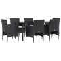 Juego de comedor de jardín 7 piezas con cojines negro de , Conjuntos de jardín - Ref: Foro24-3156601, Precio: 455,41 €, Descu...
