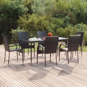 Juego de comedor de jardín 7 piezas ratán sintético negro de , Conjuntos de jardín - Ref: Foro24-3156669, Precio: 451,86 €, D...