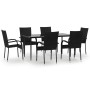 Juego de comedor de jardín 7 piezas ratán sintético negro de , Conjuntos de jardín - Ref: Foro24-3156669, Precio: 451,86 €, D...