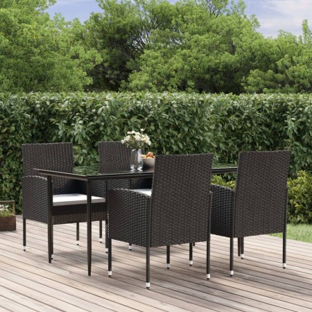Set de muebles jardín 5 pzas con cojines ratán sintético negro de , Conjuntos de jardín - Ref: Foro24-3156778, Precio: 295,72...