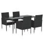 Set de muebles jardín 5 pzas con cojines ratán sintético negro de , Conjuntos de jardín - Ref: Foro24-3156778, Precio: 295,72...