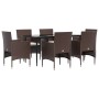 Juego de comedor de jardín 7 piezas con cojines marrón y negro de , Conjuntos de jardín - Ref: Foro24-3156629, Precio: 523,45...