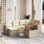 Set sofás de jardín 7 piezas y cojines ratán sintético beige en Conjuntos de jardín | Comprar online en Foru.es