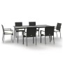 Set de comedor de jardín 7 pzas y cojines ratán sintético negro de , Conjuntos de jardín - Ref: Foro24-3185123, Precio: 597,2...