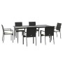 Set de comedor de jardín 7 pzas y cojines ratán sintético negro de , Conjuntos de jardín - Ref: Foro24-3185123, Precio: 597,2...