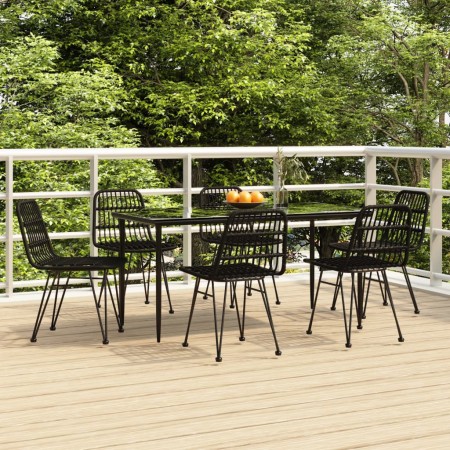 Juego de comedor de jardín 7 piezas ratán sintético negro de , Conjuntos de jardín - Ref: Foro24-3157884, Precio: 562,20 €, D...