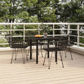 Juego de comedor de jardín 5 piezas ratán sintético negro de , Conjuntos de jardín - Ref: Foro24-3157867, Precio: 350,36 €, D...
