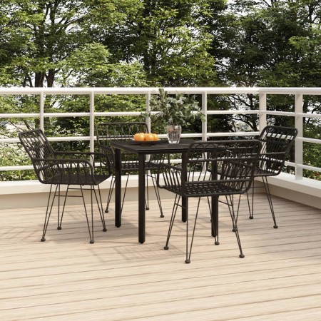 Juego de comedor de jardín 5 piezas ratán sintético negro de , Conjuntos de jardín - Ref: Foro24-3157867, Precio: 350,36 €, D...