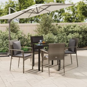 Set comedor jardín 5 pzas y cojines ratán sintético negro gris de , Conjuntos de jardín - Ref: Foro24-3185114, Precio: 351,21...