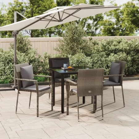 Set comedor jardín 5 pzas y cojines ratán sintético negro gris de , Conjuntos de jardín - Ref: Foro24-3185114, Precio: 351,21...