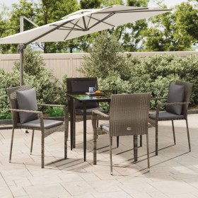 Set comedor jardín 5 pzas y cojines ratán sintético negro gris de , Conjuntos de jardín - Ref: Foro24-3185102, Precio: 368,43...