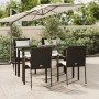 Set de muebles jardín 5 pzas con cojines ratán sintético negro de , Conjuntos de jardín - Ref: Foro24-3185109, Precio: 394,44...