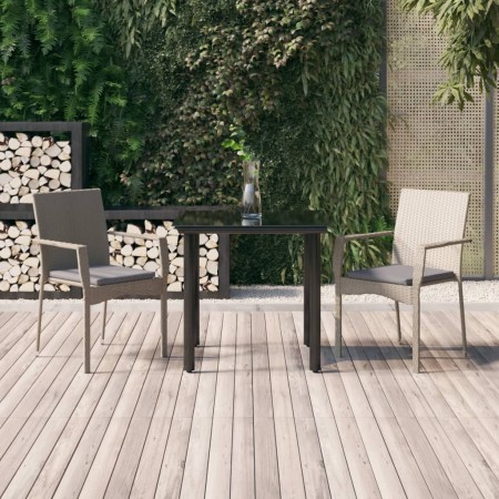 Set comedor jardín 3 pzas y cojines ratán sintético negro gris de , Conjuntos de jardín - Ref: Foro24-3185137, Precio: 203,27...