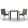 Set comedor jardín 3 pzas y cojines ratán sintético negro gris de , Conjuntos de jardín - Ref: Foro24-3185137, Precio: 203,27...