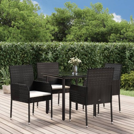Set de muebles jardín 5 pzas con cojines ratán sintético negro de , Conjuntos de jardín - Ref: Foro24-3185156, Precio: 314,02...
