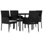 Set de muebles jardín 5 pzas con cojines ratán sintético negro de , Conjuntos de jardín - Ref: Foro24-3185156, Precio: 314,02...
